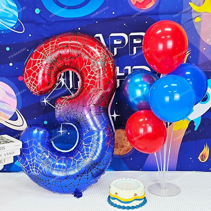 40 IN Red Blue Gradient Number 7 Balloon Large Digital 7 Foil Balloon | - Image 5