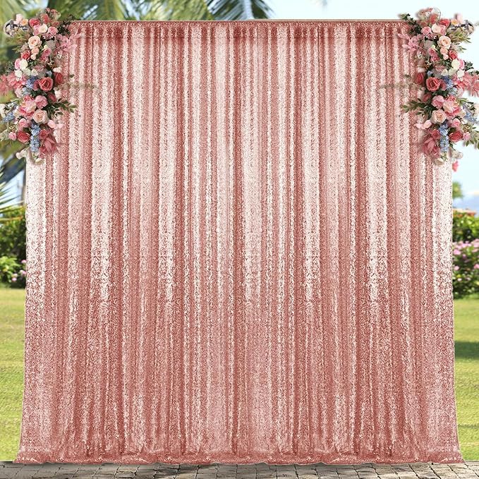 4×8FT Rose Gold Sequin Backdrop Curtain, Photography Backdrop Glitter Curtains - Image 2