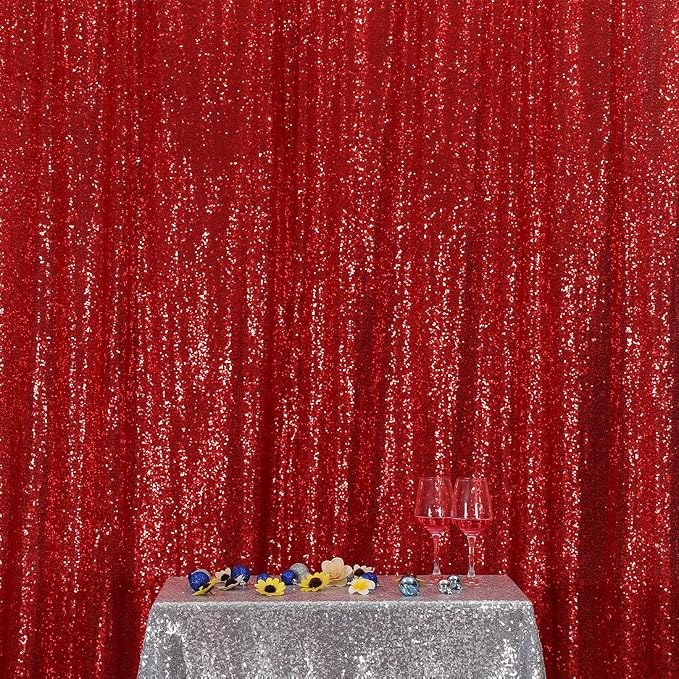 Poise3EHome Red Sequin Backdrop, 5FT x 7FT Glitter Photography Background by Poise3EHome