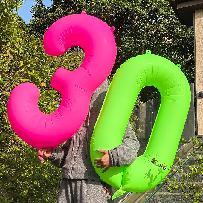40 in Fluorescent Pink Birthday Balloon Number 0 Pink Fluorescent Number 0 | - Image 4