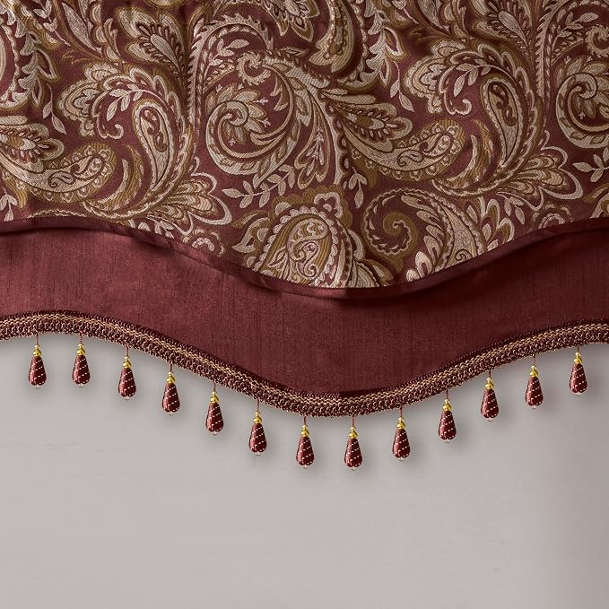 Madison Park Faux Silk Paisley Jacquard, Rod Pocket Curtain - Image 4