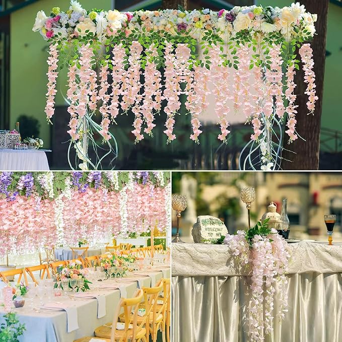36pcs Artificial Wisteria Flowers 3.6 Feet/Piece Pink Dense Artificial Fake - Image 4