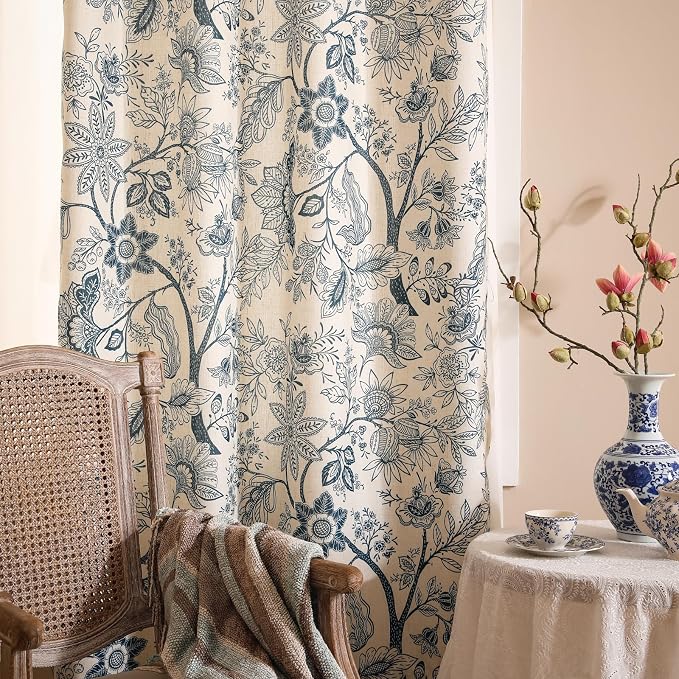 Designer Elegant Linen Printed Curtains, 2 Panels, kitchen Bedroom Living Room - Image 8