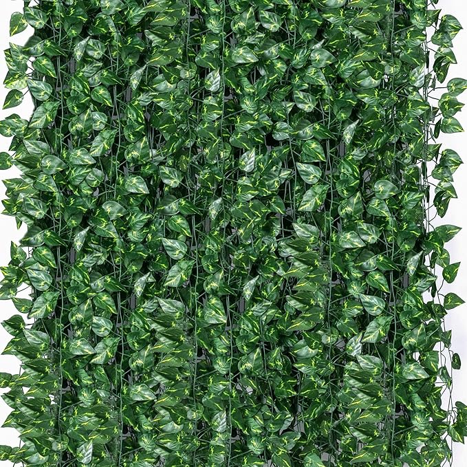 300 Pack 2100 Feet Fake Greenery Ivy Leaf Plants, Hanging Garland Vine Leaves by ZYIGYI