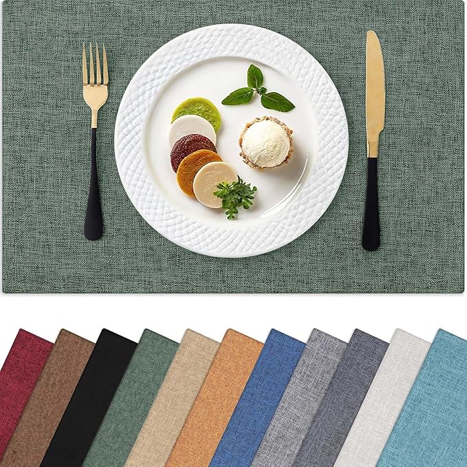Homaxy Cloths Placemats for Dining Table Set of 6, Cotton Linen Blend Table Mats by Homaxy