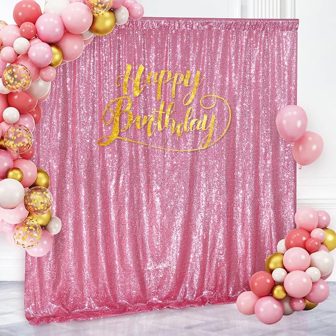 Blush Pink Sequin Backdrop Glitter Backdrop Curtains 10ft x 10ft Glitter - Image 5