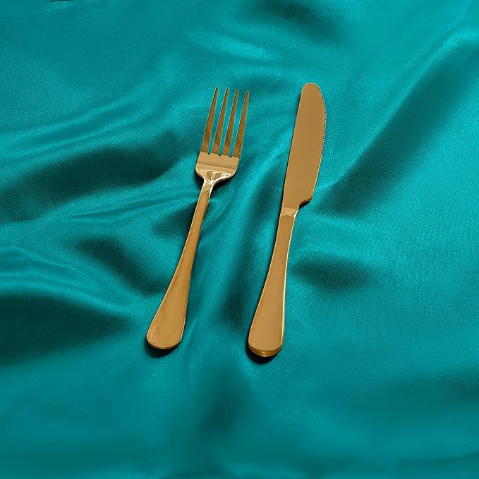 50 Pieces Teal Satin Napkins, 17" x 17" Square Table Napkins, Silky Soft Smooth Washable Napkins for Restaurant, Weddings, Dinner, Party Decoration