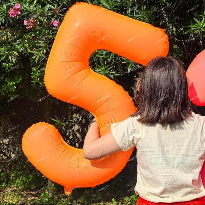 Orange Birthday Number 55 Balloon 40IN Fluorescent Orange 55 Balloon | - Image 6