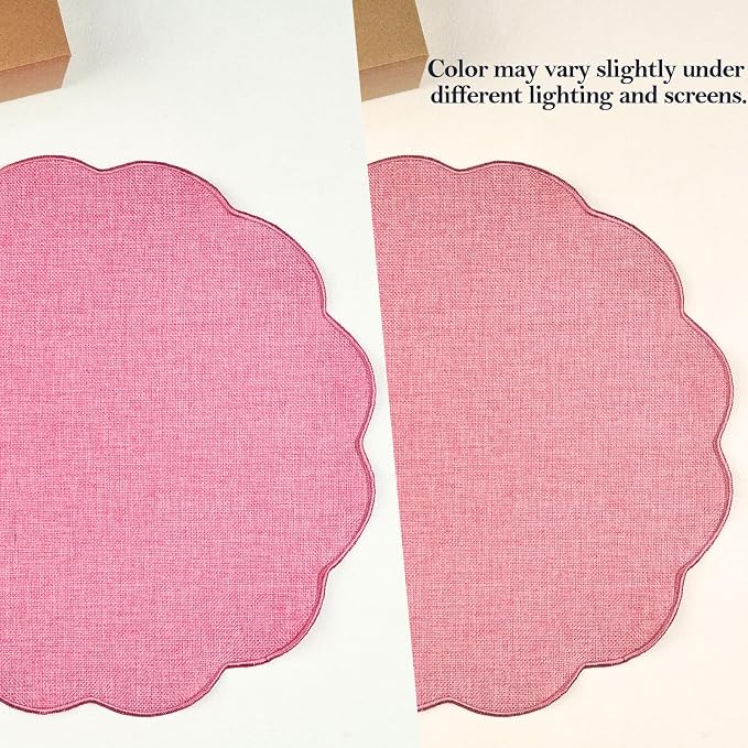 AHHFSMEI Round Faux Linen Placemats Set of 4 Heat Resistant Non-Slip Stain - Image 7