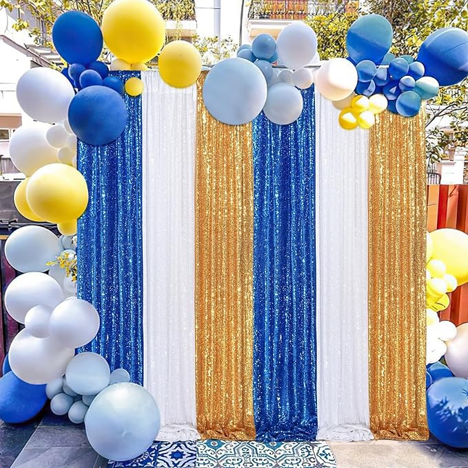 Sequin Backdrop Navy 6 Pieces 2FTx8FT Shimmer Birthday Wedding Photograph Baby - Image 5