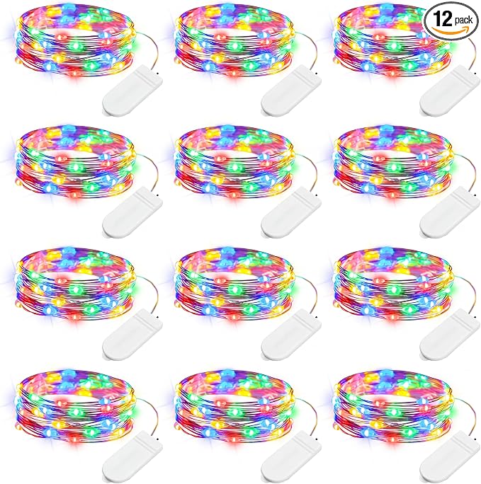 Brightown 12 Pack Multi-Color Fairy Lights Battery Operated - 7ft 20 LED by Brightown