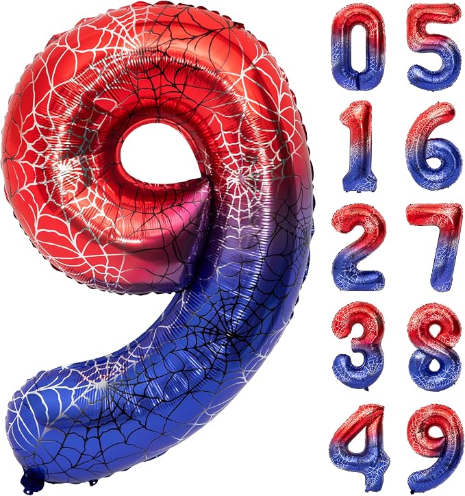 40 In Red And Blue Birthday Theme Large Number 9 Balloon | Giant Large Helium by Exquisitehighqualitypartydecorationstomeetyoureveryneed%EF%BC%81