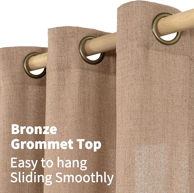 YoungsTex Mocha Brown Linen Curtains 95 Inch Length - Image 5
