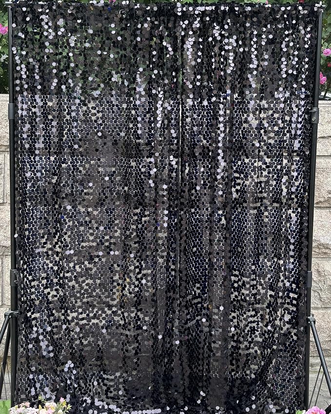 9FTx10FT Black Large Sequin Backdrop 1 Panel | 18MM Large Sequins, Glitter - Image 8