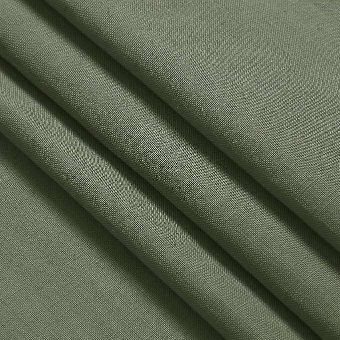Olive Green Linen Curtains 63 Inches Length 2 Panels Set - Image 7