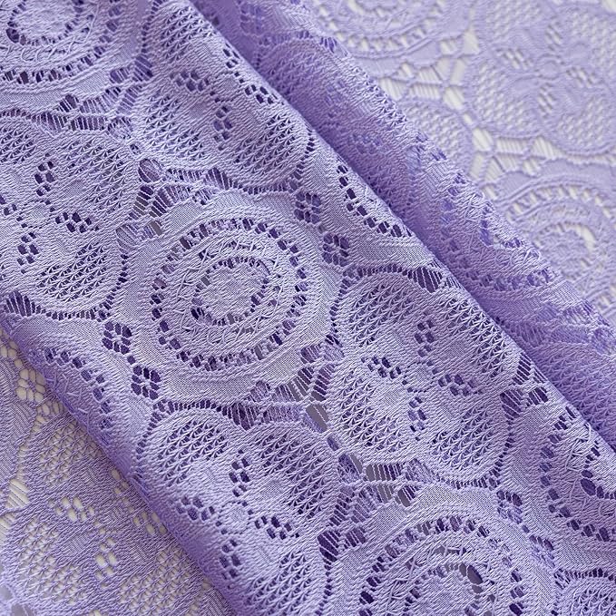 YJ YANJUN Boho Lace Curtains, Light Purple Sheer Panels, 59x72 inch, Pair | - Image 5