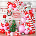 Christmas Balloon Garland Arch Kit, Xmas Candy Cane Windmill Silver Explosion by Paready