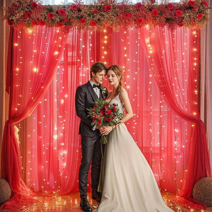 10x10ft Red Tulle Backdrop Curtain - Image 2