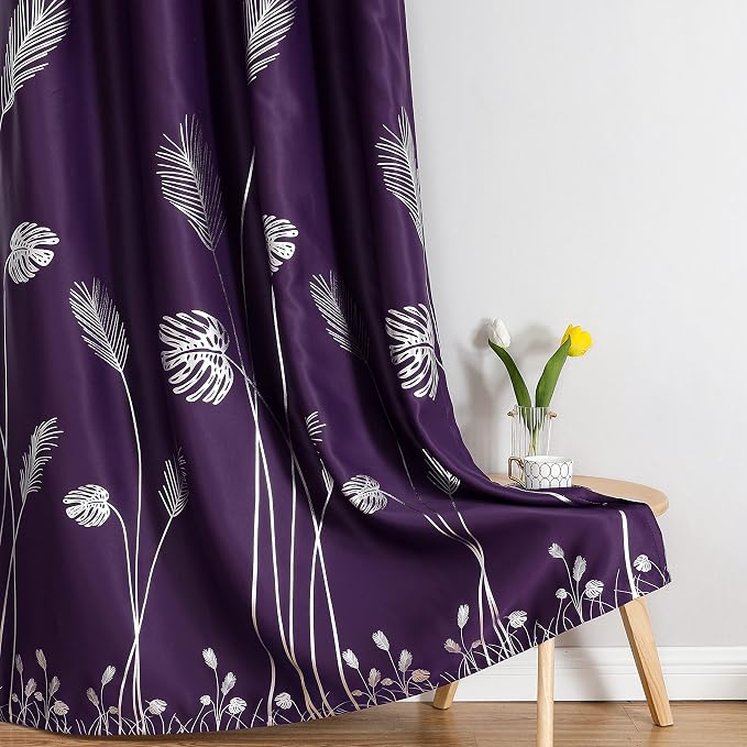 Purple Blackout Curtains for Living Room 102 Inch Length 2 Panels Set, Energy - Image 7