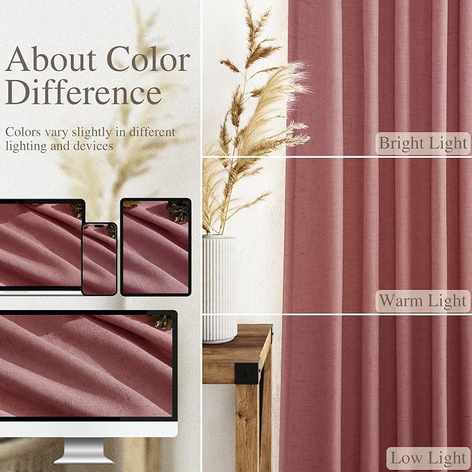Canyon Rose Linen Curtains 108 Inches Long - Image 3