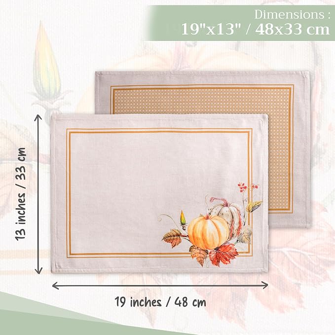 Maison d' Hermine Placemats Set of 4 Reusable 100% Cotton | Cloth Place Mats - Image 4