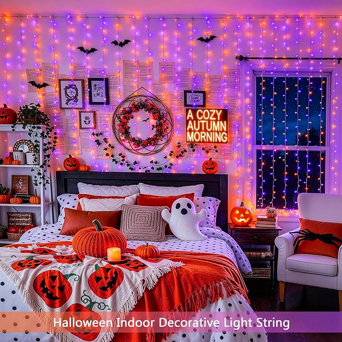 JMEXSUSS 200 LED USB Plug in Orange and Purple Halloween Lights | 6.5ft x 6.5ft - Image 5
