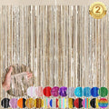 Champange Party Streamers Fringe Curtain 2Pack 3.3 x 8.3 Ft Foil Fringe by UWPVOWSR
