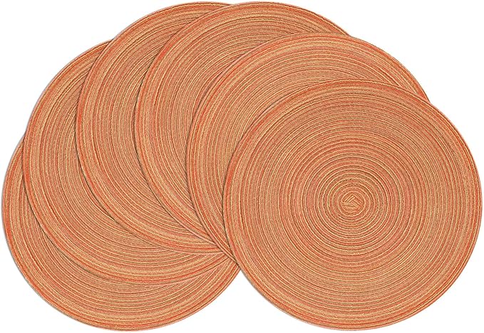 SHACOS Round Braided Placemats Set of 6 Fall Place Mats Washable Polyester 15 by SHACOS