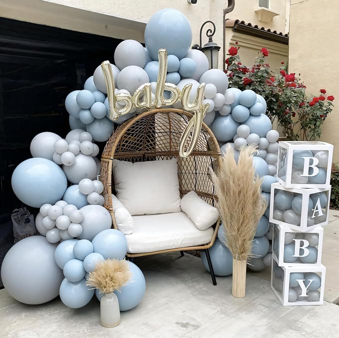 Retro Blue Balloons Different Sizes 135pcs 18 12 10 5 Inch Blue Balloon Arch - Image 4