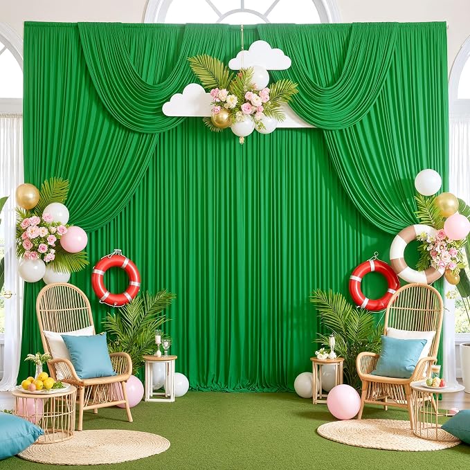 20ftx10ft Wrinkle Free Green Backdrop Curtains - Image 7