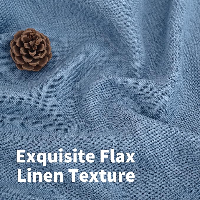 YoungsTex Blue Linen Curtains 63 Inches Long 2 Panels - Image 4