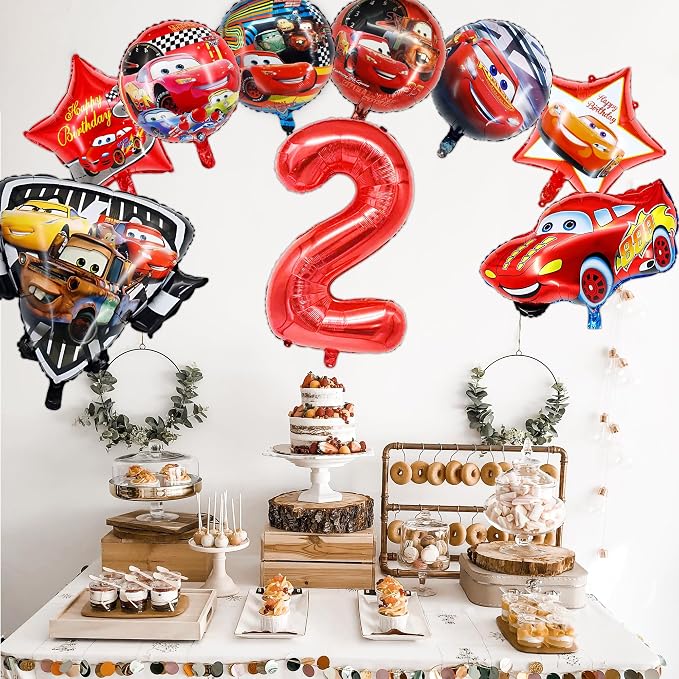 9 Pcs Car Theme Happy Birthday Decorations, Cute Cartoons Party Decorations - Image 4