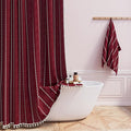 72x84 Long Boho Farmhouse Linen Heavy Duty Shower Curtain, Burgundy | Tall Size by ShowerCurtain