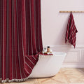 Small Boho Linen Heavy Duty Cloth Shower Curtain, Burgundy | Stall Size by ShowerCurtain