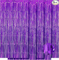 5 Pack Purple Foil Curtain Backdrop 3.2ft x 9.8ft Metallic Tinsel Foil Fringe by Ohiyoo