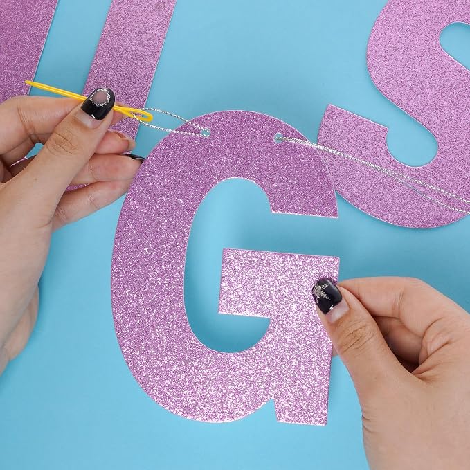 DIY Banner Kit with Letters Glitter Pink Customizable Birthday Graduation - Image 6