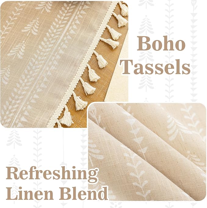 Boho Curtains - for Living Room Farmhouse Sping Linen Blend Patterned Light - Image 3