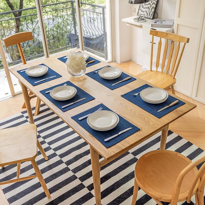 Demetex Navy Blue Place Mats Set of 8 Modern Wipeable Placemats Heat Resistant - Image 7