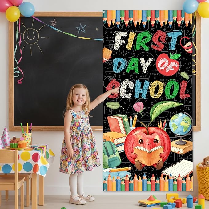 First Day of School Banner, 6.1 x 3 ft Happy Back to School Apple Door Cover - Image 6