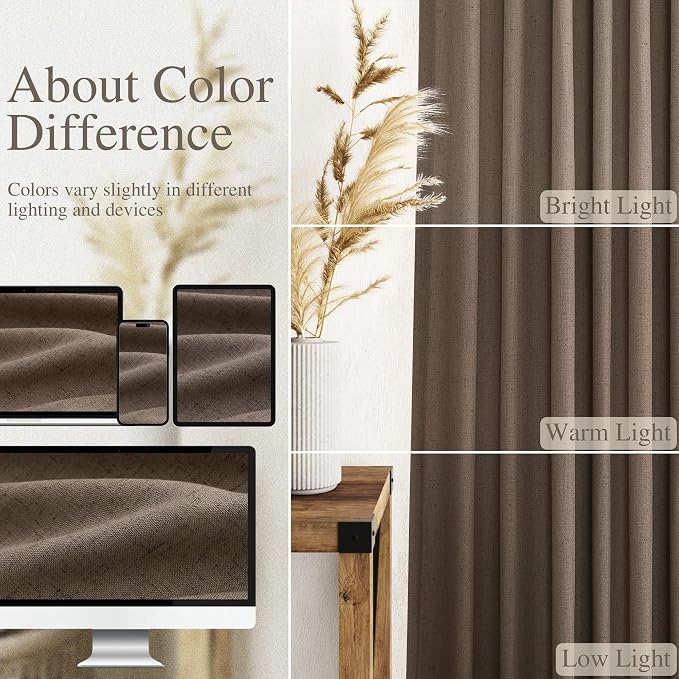 Extra Long Light Brown Curtains 2 Panels 102 Inches Long - Image 4