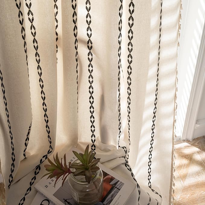 Sutuo Home Boho Curtains for Bedroom Living Room 90 Inches Long, Light - Image 3
