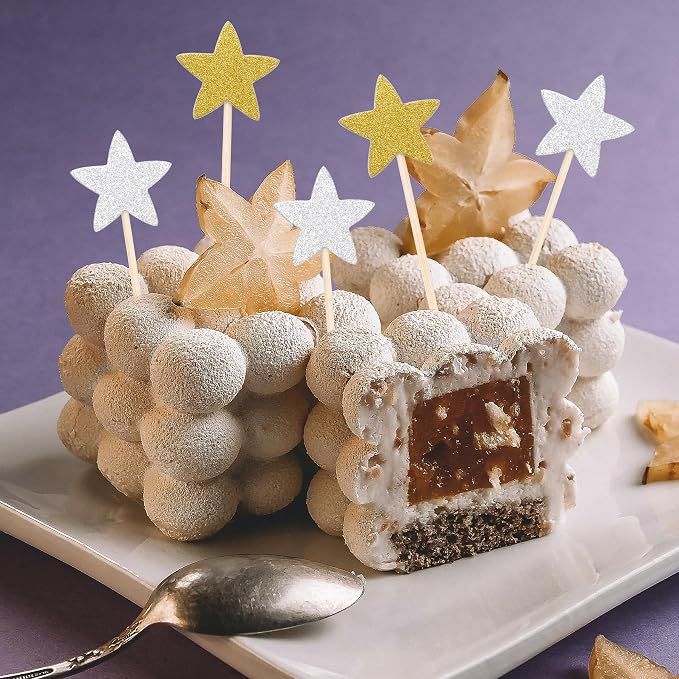 Pistha 50 Pcs Star Cupcake Toppers Glitter Twinkle Star Cupcake Picks - Image 7