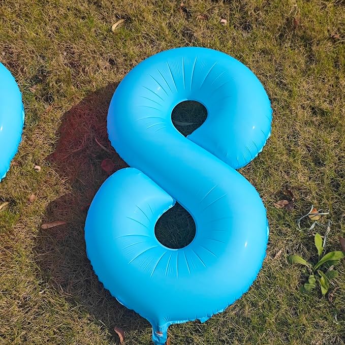 40 in Blue Number Balloon 9 Blue Fluorescent Birthday balloon Number 9 | Helium - Image 4