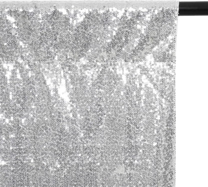 Eternal Beauty Silver Thick Sequin Backdrop, 10x10 Ft Glitter Background Curtains for Shimmer Photography Party Wedding Birthday Back Drop Decor
