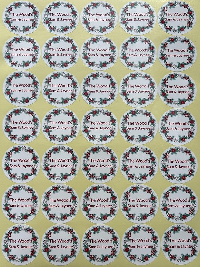 Custom Stickers for Weddings, Birthdays & Businesses - Personalized Labels with Your Logo - Waterproof, Fade and Heat Resistant - Pack of 100-1000 (Wreath F, 2.5 Inch)