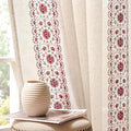 jinchan Floral Linen Curtains Embroidered Back Tab 50x96in 2 Panels Red | Light by JINCHAN
