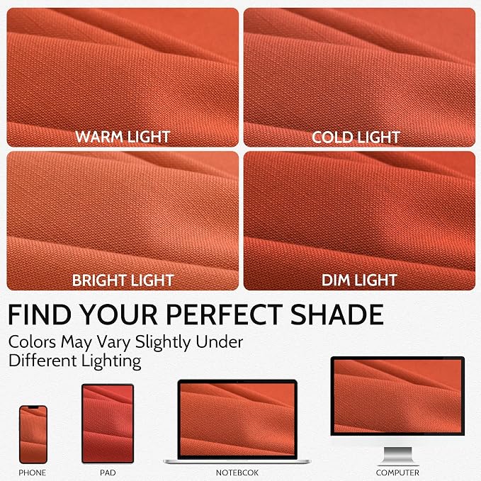 Bright Orange Linen Blend Light Filtering Back Tab Curtains 84 Inches Long - Image 4