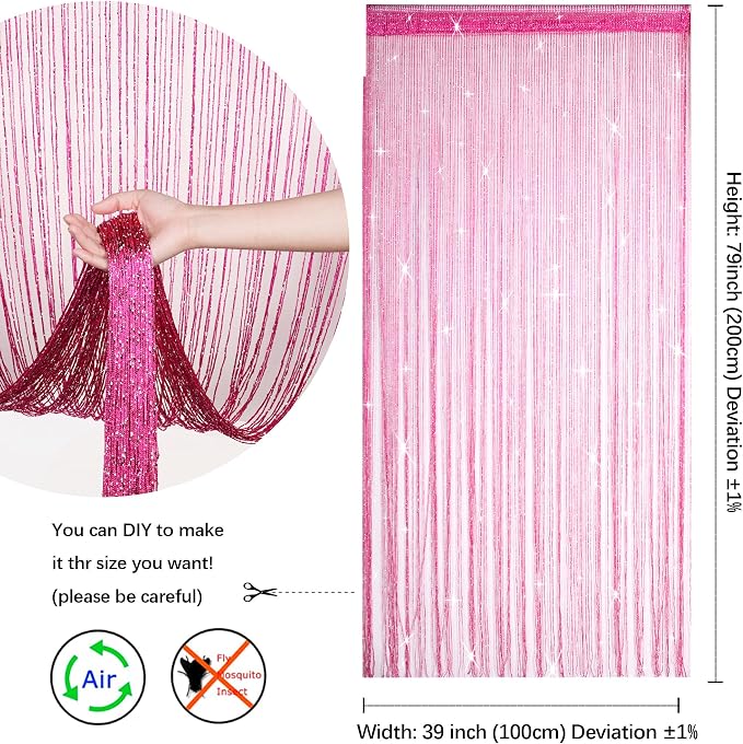 2 Pack 39 x 79 Inch Beaded Curtain String Door Curtains, Hippie Room Decor - Image 2