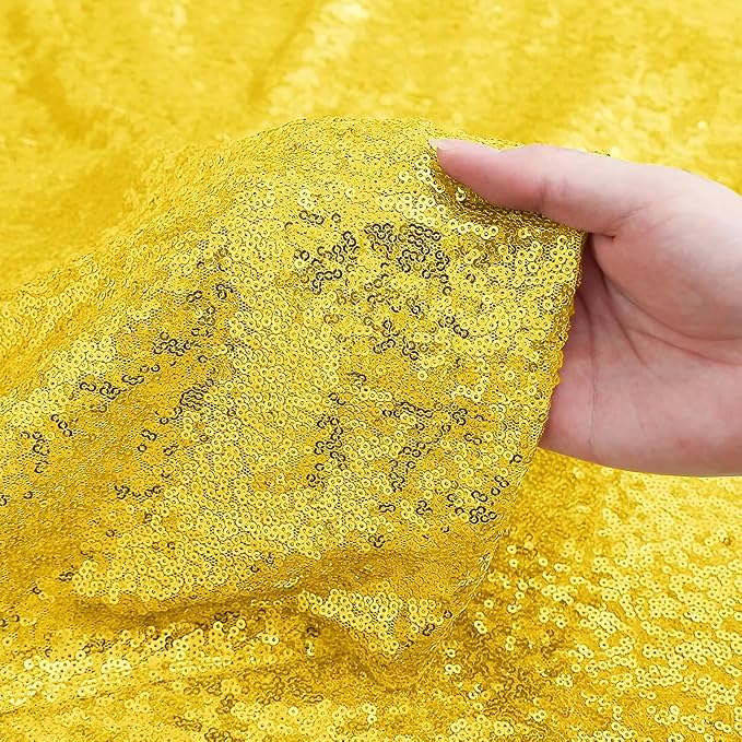 Sugargirl Golden Yellow Sequin Backdrop Curtain 4 Panels 2FTx8FT Glitter Golden - Image 7