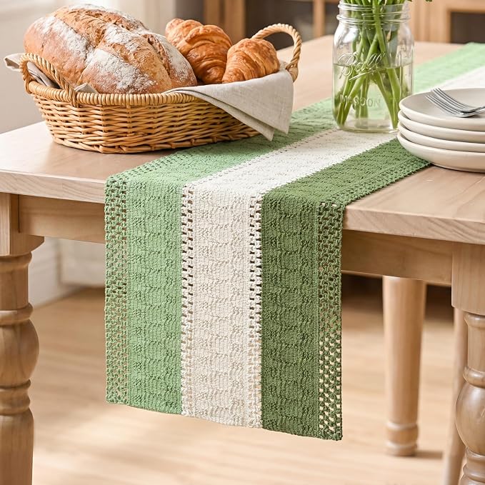 Artoid Mode Sage Beige Green Farmhouse Rustic Table Runner 12x48 Inch | Holiday by ArtoidMode